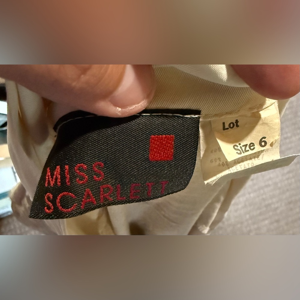 Vintage Miss Scarlet size 6 Elegant Cream‎ Button-Up Dress - Picture 12 of 12